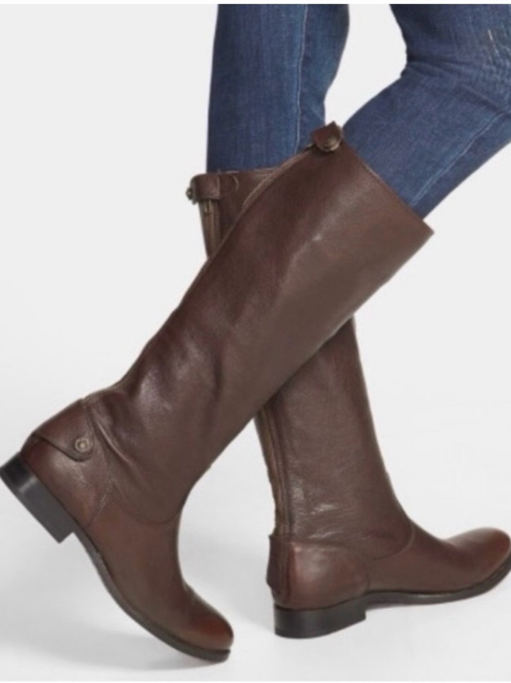 Frye Dark Brown Leather Knee-High Riding Boots